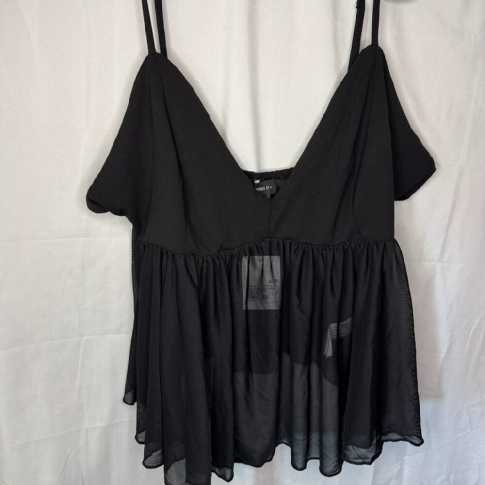 NWT Forever 21 Plus Black Sheer Tank Top Size 3x